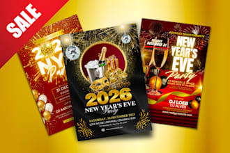 design happy new year 2027 flyer, post, banner, poster, card, reel, menu, video