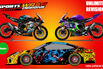 design bike, racing car, boat,  custom vehicle, food truck wraps