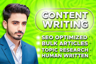 do creative content writing, seo articles, bulk blog post , and topic research