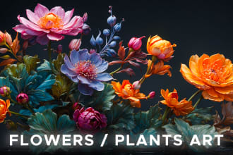 create professional flower or plant digital art or line art