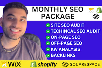 do monthly SEO service for wix, shopify, squarespace website
