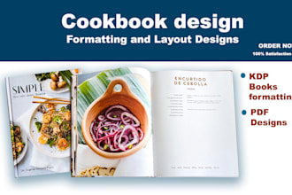 create a professional cookbook layout designs with 24 hours