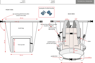 make technical sketches of your travel backpack