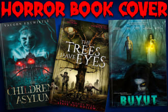 do horror book cover, ebook cover and kdp cover in just 3 hrs