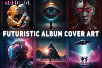 create a futuristic album, mixtape or single cover