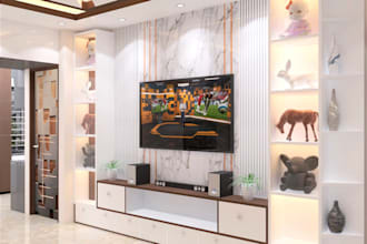 design living room interior in 3d and render