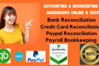 do accounting, bookkeeping, bank reconciliation in quickbooks online and xero