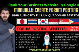 manually create 465 forum posting dofollow high dr seo backlinks for top ranking