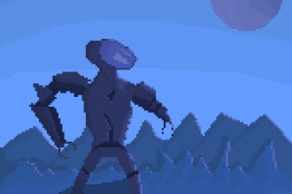 creation of characters and background in pixel art