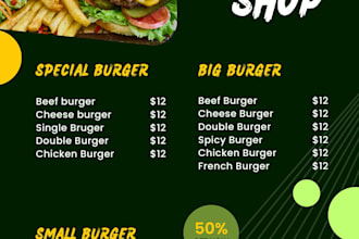 design simple and superb menu for your resturent