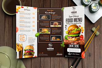 design beautiful and creative food menu and restaurant flyer