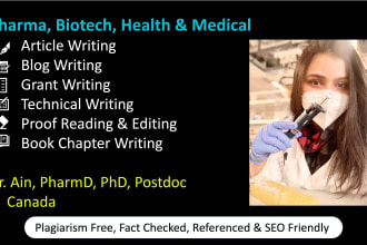 write pharma, biotech, health and medical writings