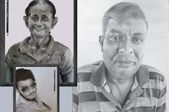 do realistic pencil illustration portrait drawing from photo