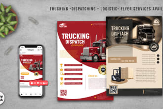 design logistic trucking, cargo, freight broker disptach flyer