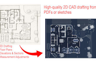 do precise autocad line work and tracing from sketches, pdfs, or image