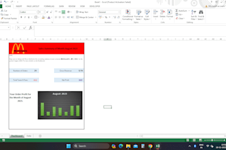 create a excel template for your restaurant with visualization
