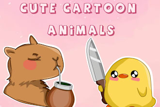draw kawaii cartoon chibi animals for you