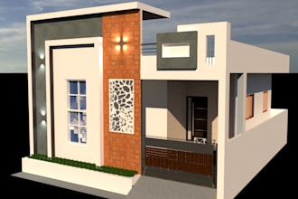 3d modelling and front elevation