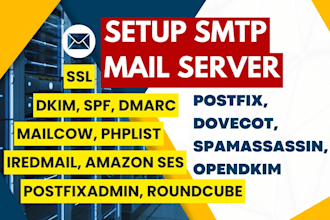 setup smtp mail server with postfix, dovecot, spamassassin with dkim, spf, dmarc