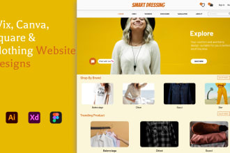 develop wix, canva, square and clothing website design