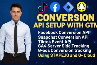 setup facebook, snapchat, tiktok, conversion API server side tracking with GTM