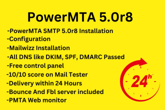 setup smtp server with powermta latest version and mailwizz