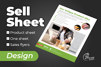 design product sell sheet, one sheet, sales flyer or sales sheet