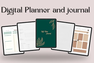 design digital planner, printable planner, journal, notebook, calender, tracker
