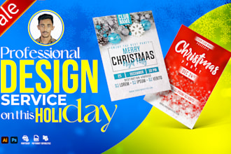design party and holiday flyer designs for christmas, new year, and more