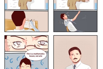 make 4 panel a comic strip in my artstyle