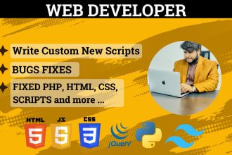 write any script in html, css, javascript, jquery, php, python