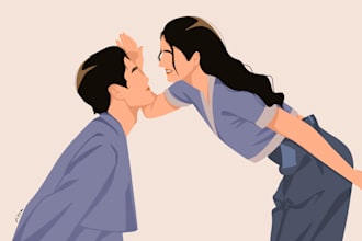 draw faceless minimalist portrait illustrations for you