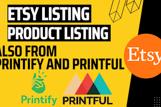 do etsy seo listing, product upload on etsy and printful