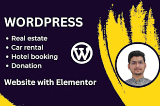 build real estate car rental hotel booking and donation websites by elementor