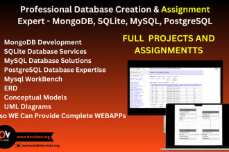 do design database, mysql, sql queries, erd, python and java projects