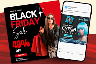 design black friday sale, cyber monday flyer card post banner poster menu ad