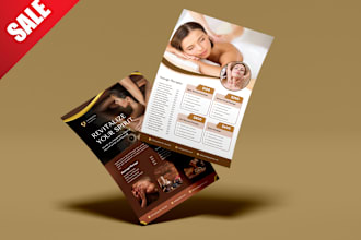 design spa, massage price list menu social posts gift voucher spa massage flyer