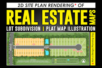 2d render lot subdivision site plan or plat map illustration