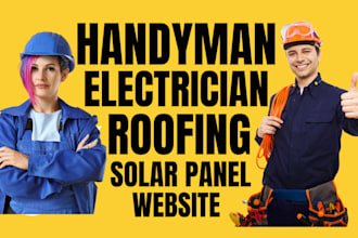 handyman website, plumber, roofing, electrician, construction, home services