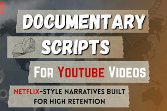write documentary style youtube scripts and video scripts