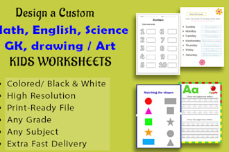 design kids worksheets, activity book, worksheet for kids