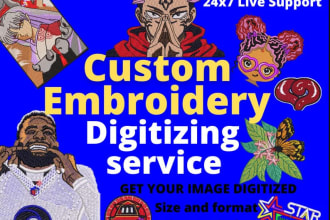 digitize logo into embroidery dst pes emb jef in 1 hour