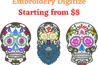 do embroidery digitizing into dst pes jef in 1 hour