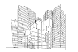 draw artistic buildings in line art illustrations for you