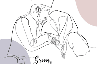 draw wedding gift couple line art