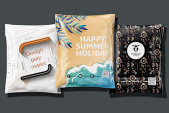 design poly mailer or shipping bag or bubble mailer or parcel bag or poly bag