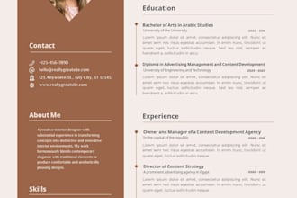 design professional and eye catching CV and resume