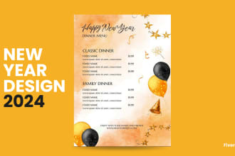 do newyear card design, menu design, invitation design