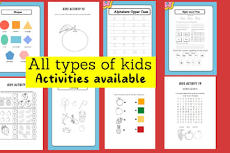 do kids activity book, custom worksheet, word search, mazes, puzzles, crossword