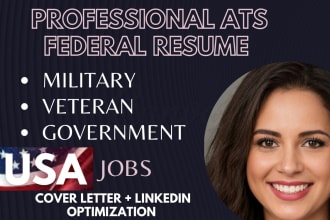 do federal, ksa, military, veteran, USA jobs, and government ats resume writing